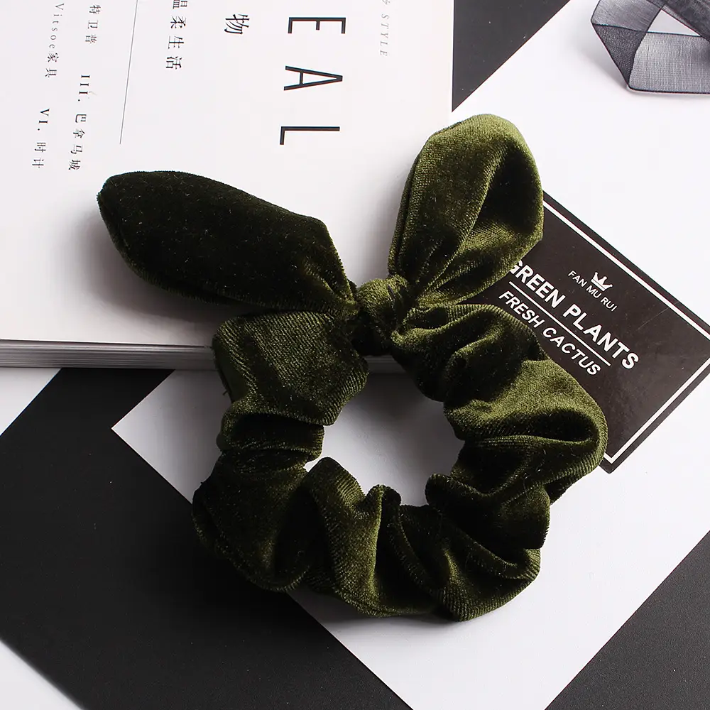 Velvet Rabbit Ears Hairband Brown 30 Color