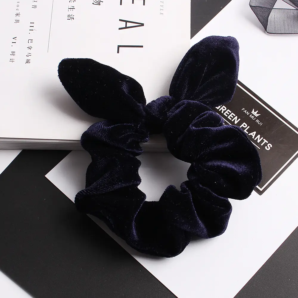 Velvet Rabbit Ears Hairband Brown 30 Color