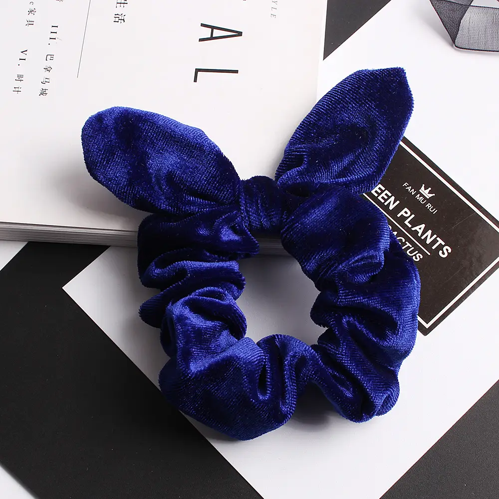 Velvet Rabbit Ears Hairband Brown 30 Color