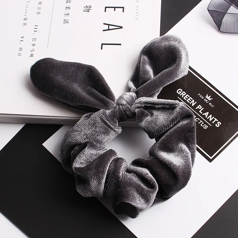 Velvet Rabbit Ears Hairband Brown 30 Color