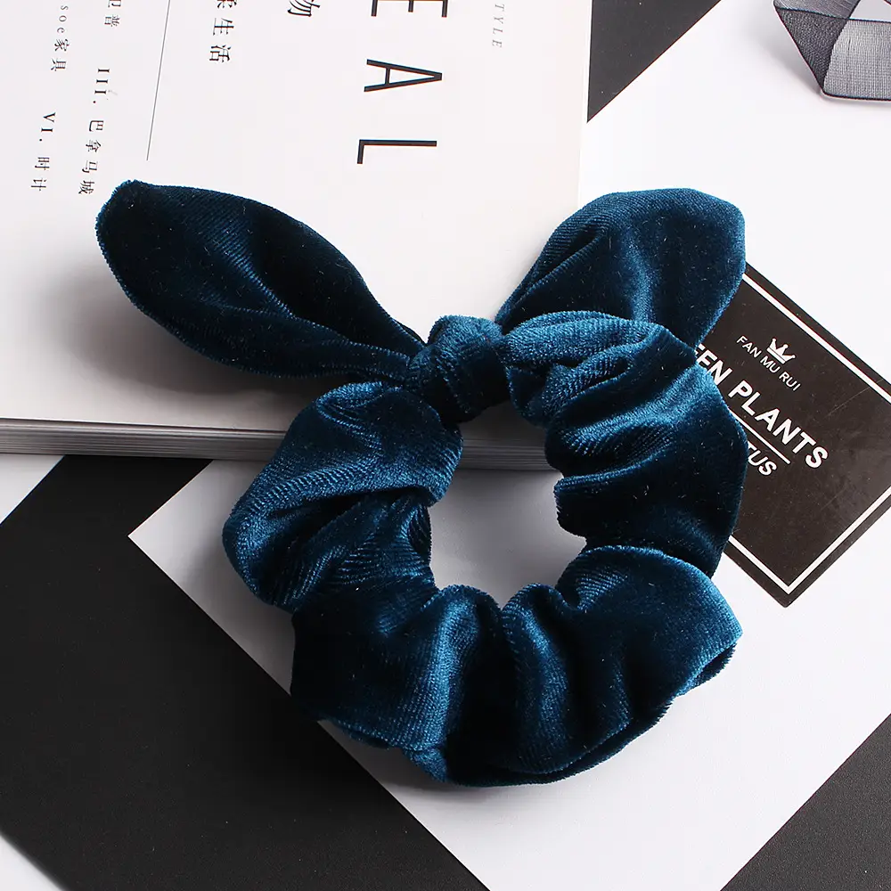 Velvet Rabbit Ears Hairband Brown 30 Color