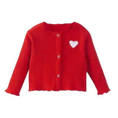 Red Korean Style Baby Cardigan for Girls Spring Autumn