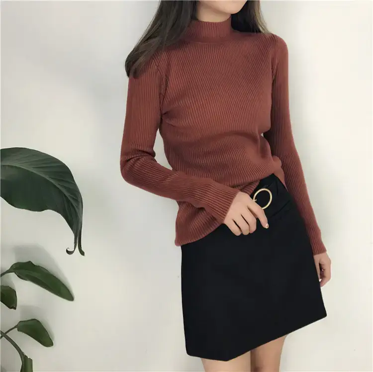 Women's Long Sleeve Solid Color Turtleneck Sweater — feature 10