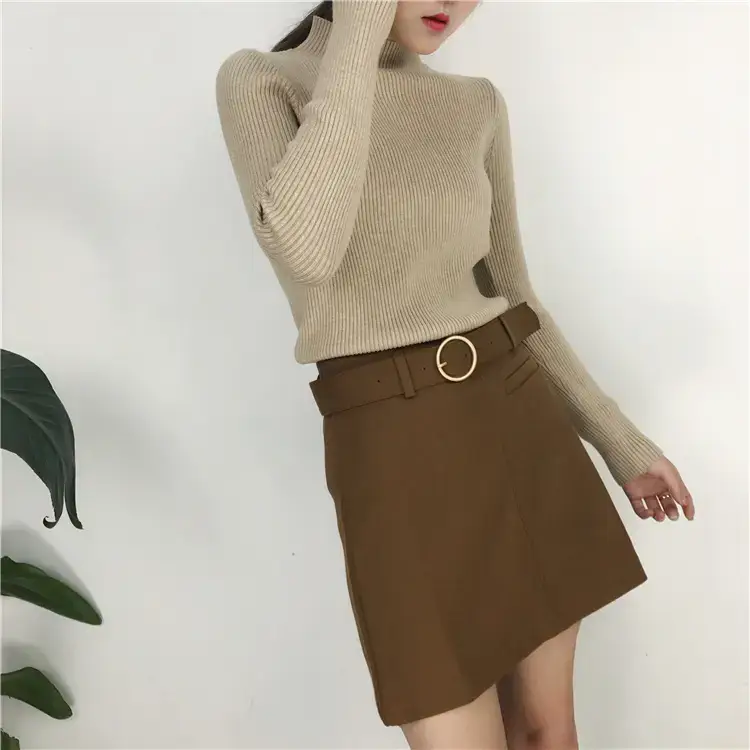 Women's Long Sleeve Solid Color Turtleneck Sweater — feature 16