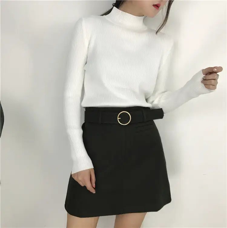 Women's Long Sleeve Solid Color Turtleneck Sweater — feature 20