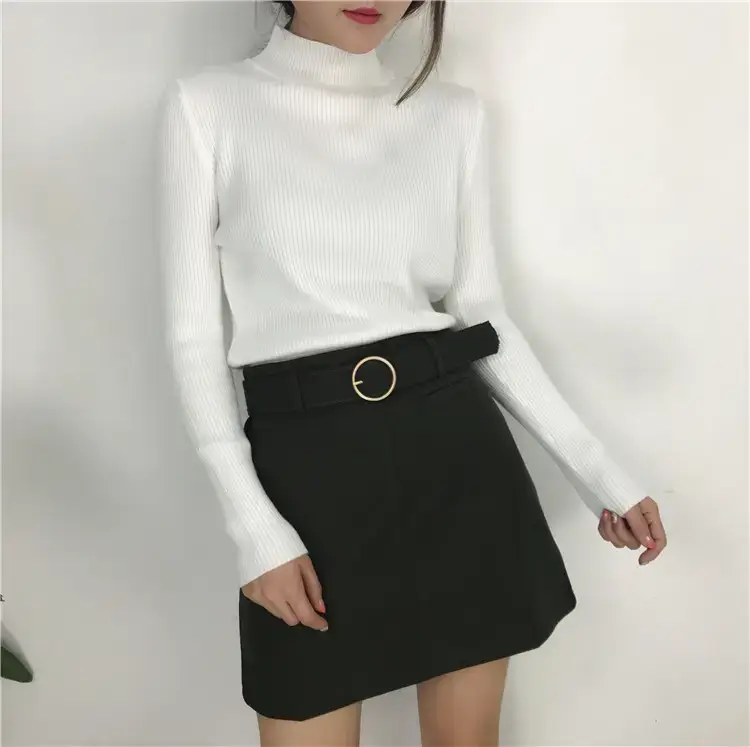 Women's Long Sleeve Solid Color Turtleneck Sweater — feature 22