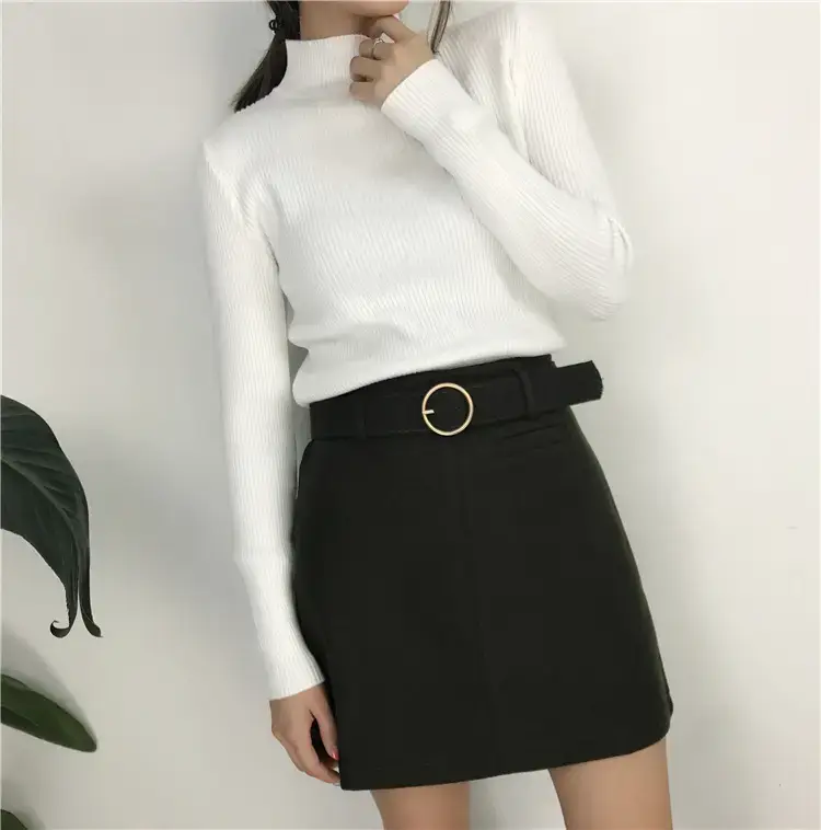 Women's Long Sleeve Solid Color Turtleneck Sweater — feature 25