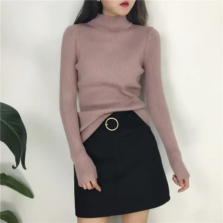 Women's Long Sleeve Solid Color Turtleneck Sweater — feature 30