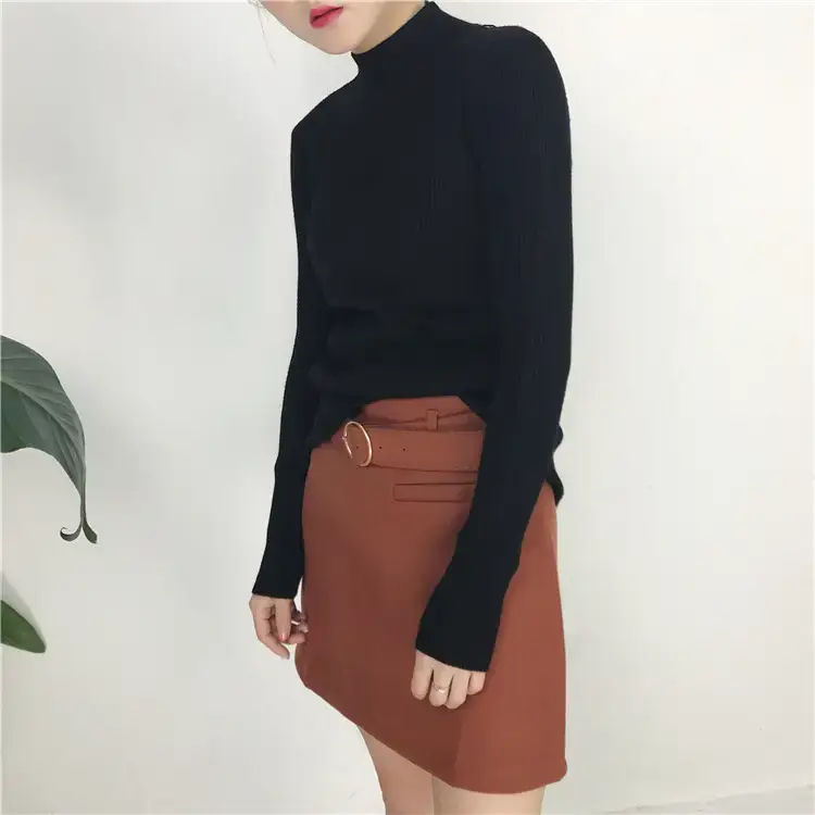 Women's Long Sleeve Solid Color Turtleneck Sweater — feature 32
