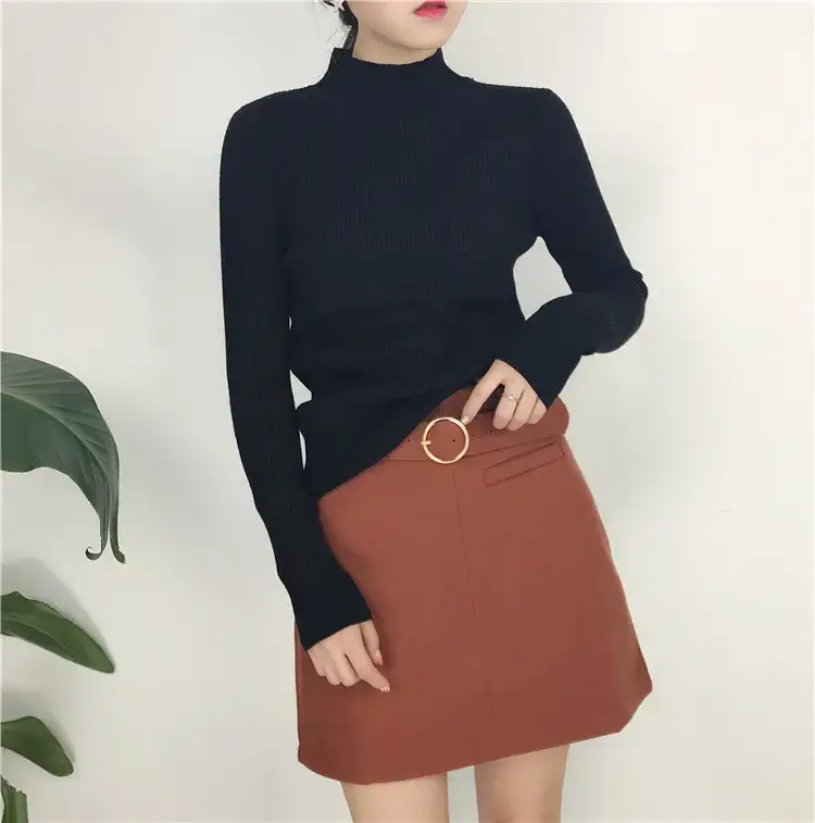Women's Long Sleeve Solid Color Turtleneck Sweater — feature 33