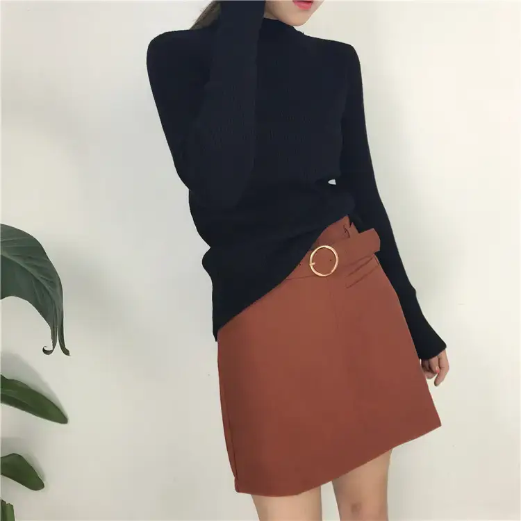 Women's Long Sleeve Solid Color Turtleneck Sweater — feature 36