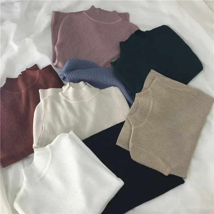Women's Long Sleeve Solid Color Turtleneck Sweater — feature 4