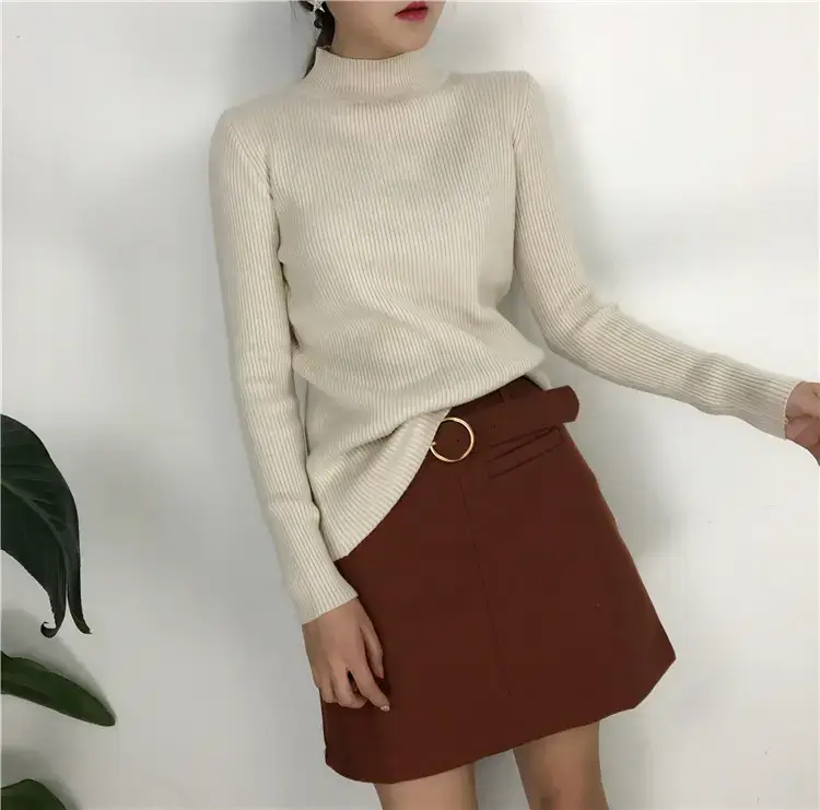 Women's Long Sleeve Solid Color Turtleneck Sweater — feature 40