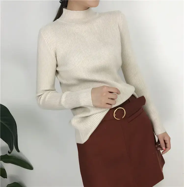 Women's Long Sleeve Solid Color Turtleneck Sweater — feature 41