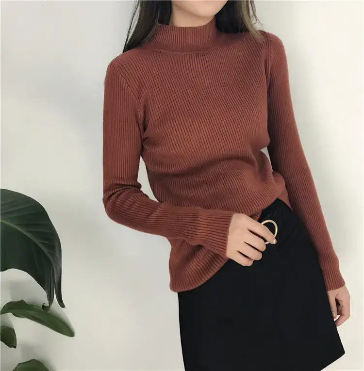 Women's Long Sleeve Solid Color Turtleneck Sweater — feature 6