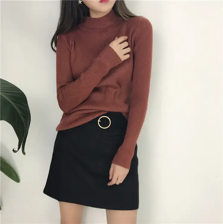 Women's Long Sleeve Solid Color Turtleneck Sweater — feature 8