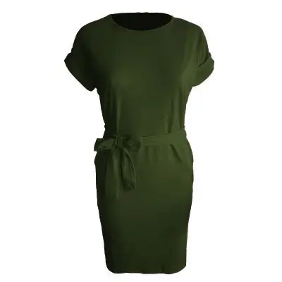Women Off-Neck Lace-Up Bow High Waist Dress - Image 12