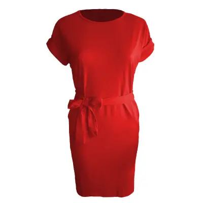 Women Off-Neck Lace-Up Bow High Waist Dress - Image 4