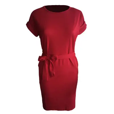 Women Off-Neck Lace-Up Bow High Waist Dress - Image 5