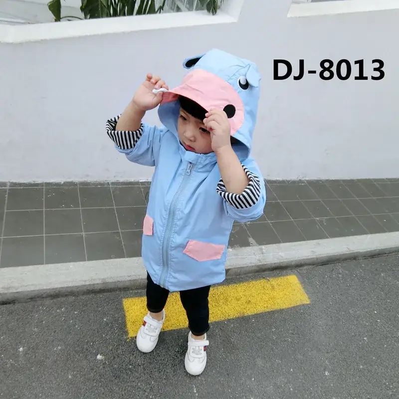 Kids Hooded Windbreaker Blue Cartoon Winter Coat - Image 4