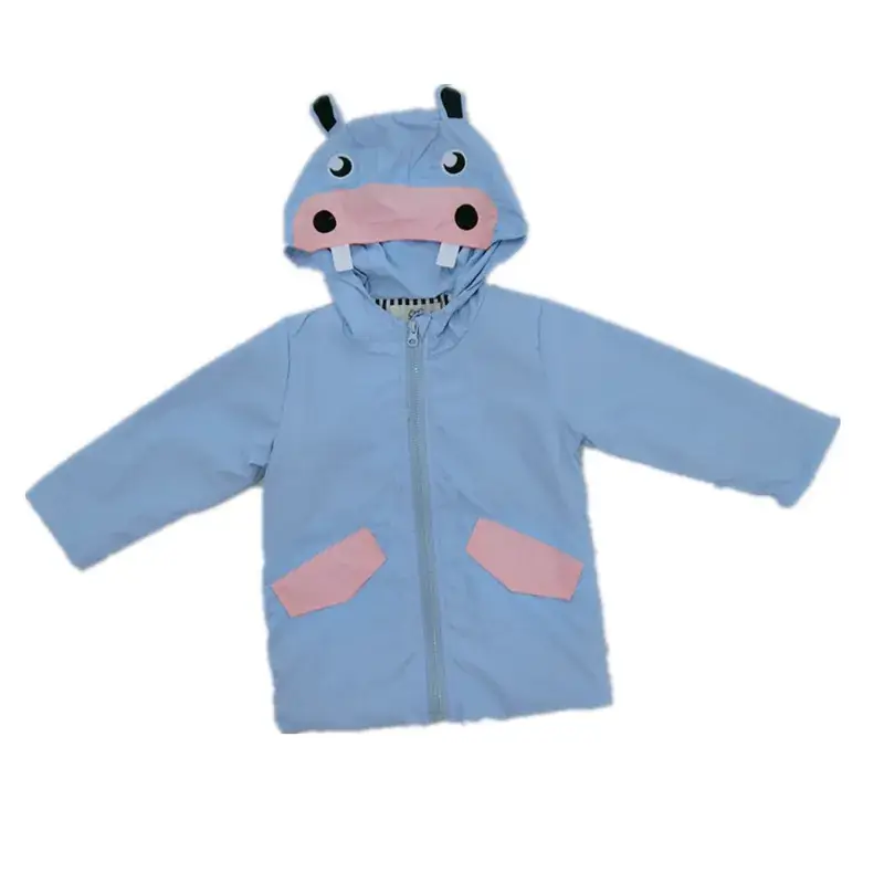 Kids Hooded Windbreaker Blue Cartoon Winter Coat - Image 6
