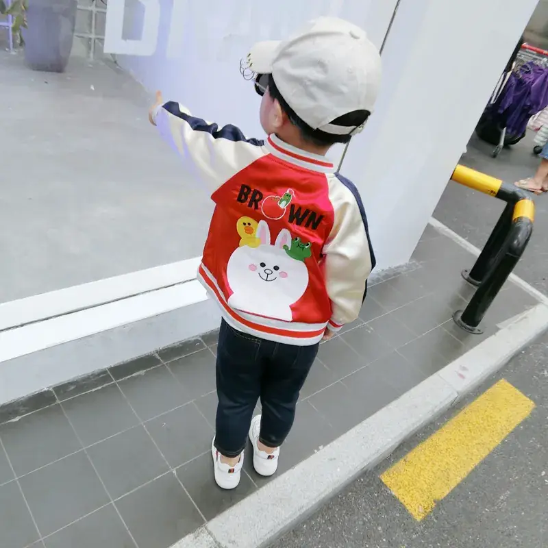 New Kids Satin Embroidered Jacket Spring Coat - Image 5
