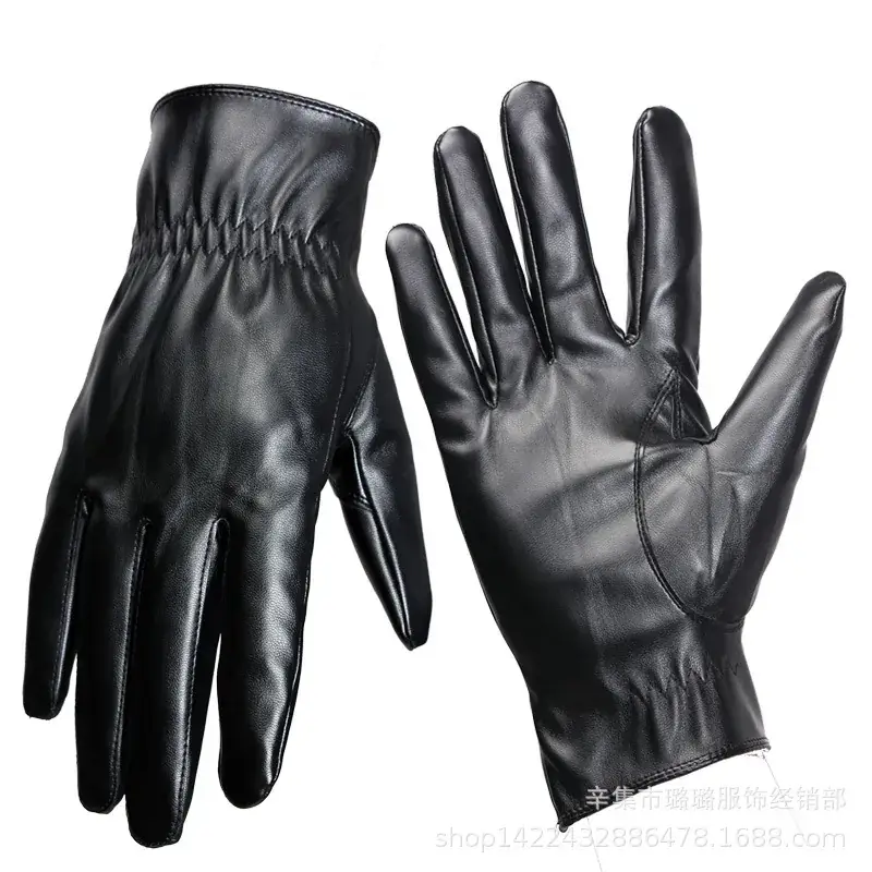 Men's Touch Screen Leather Winter Gloves Electric Car Warm Waterproof - Image 4