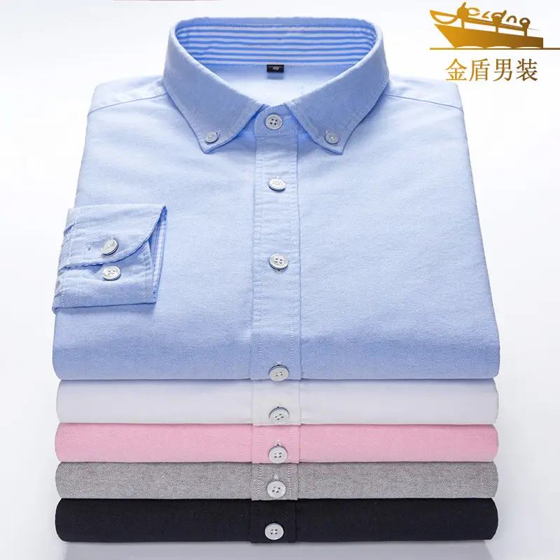Golden Shield Men's Blue Striped Cotton Oxford Shirt - Image 10