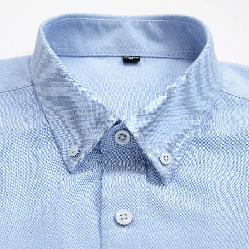 Golden Shield Men's Blue Striped Cotton Oxford Shirt - Image 13