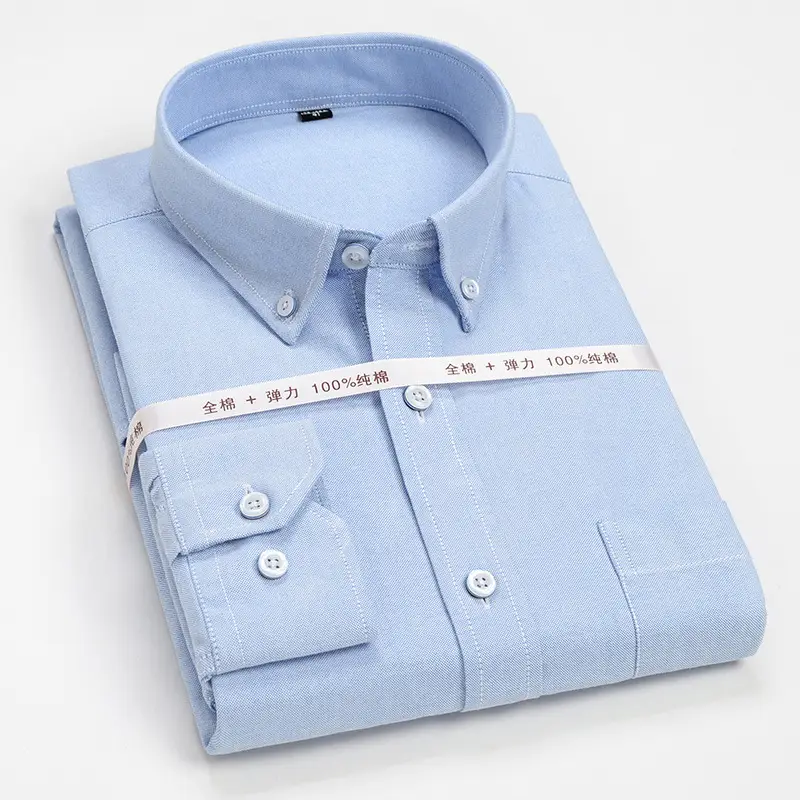 Golden Shield Men's Blue Striped Cotton Oxford Shirt - Image 2