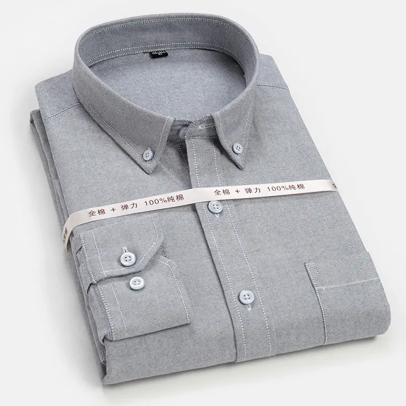 Golden Shield Men's Blue Striped Cotton Oxford Shirt - Image 3