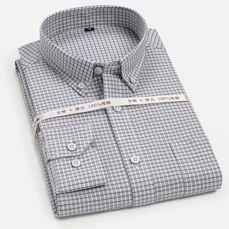 Golden Shield Men's Blue Striped Cotton Oxford Shirt - Image 7