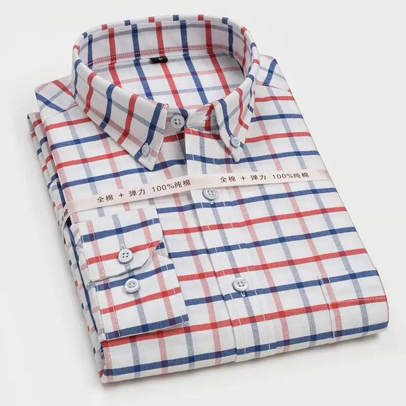 Golden Shield Men's Blue Striped Cotton Oxford Shirt - Image 8
