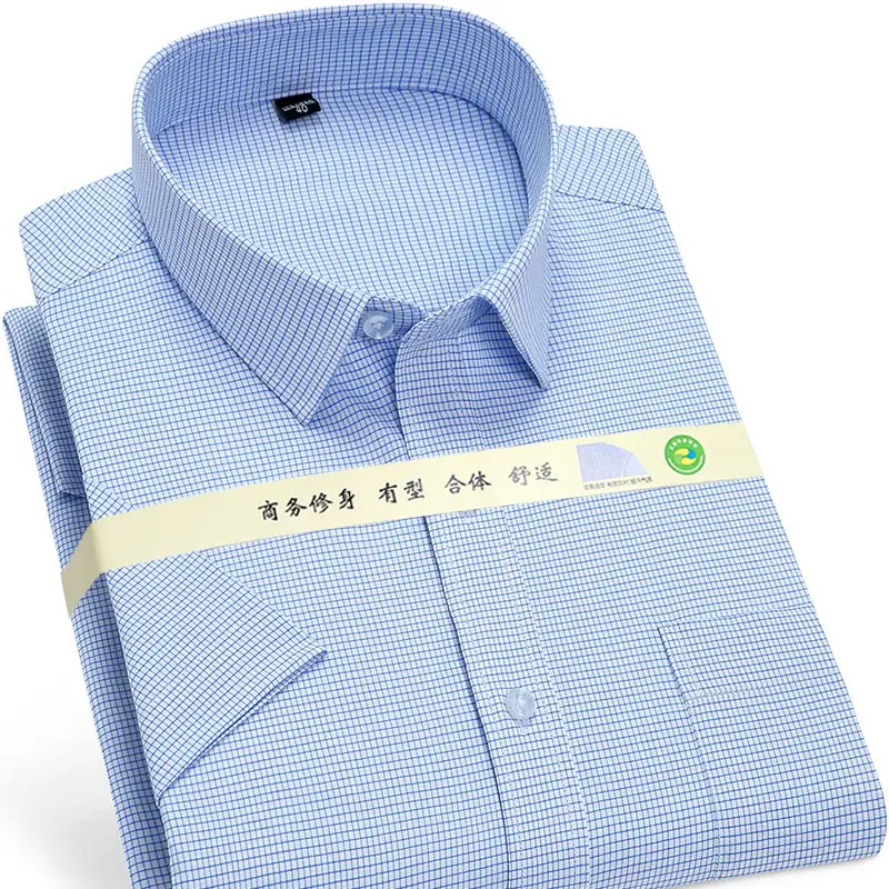 Men's Light Blue Short Sleeve Business Shirt Large - Image 10