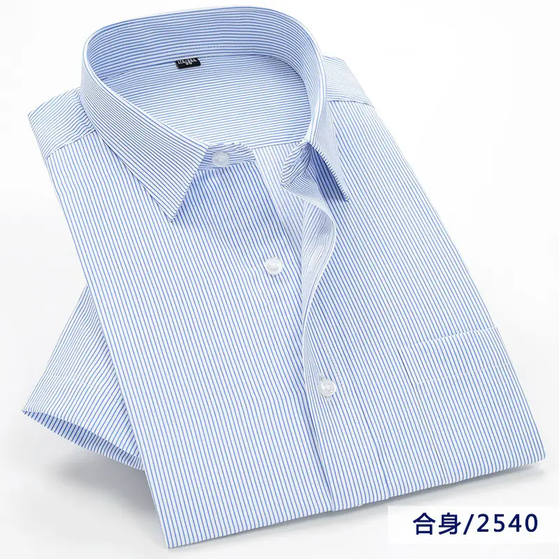 Men's Light Blue Short Sleeve Business Shirt Large - Image 11