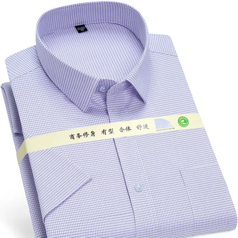 Men's Light Blue Short Sleeve Business Shirt Large - Image 12