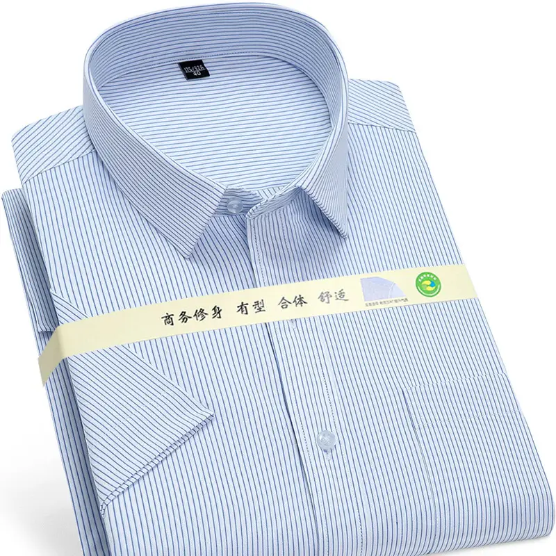 Men's Light Blue Short Sleeve Business Shirt Large - Image 13