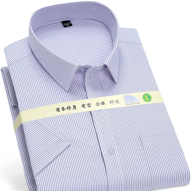 Men's Light Blue Short Sleeve Business Shirt Large - Image 14