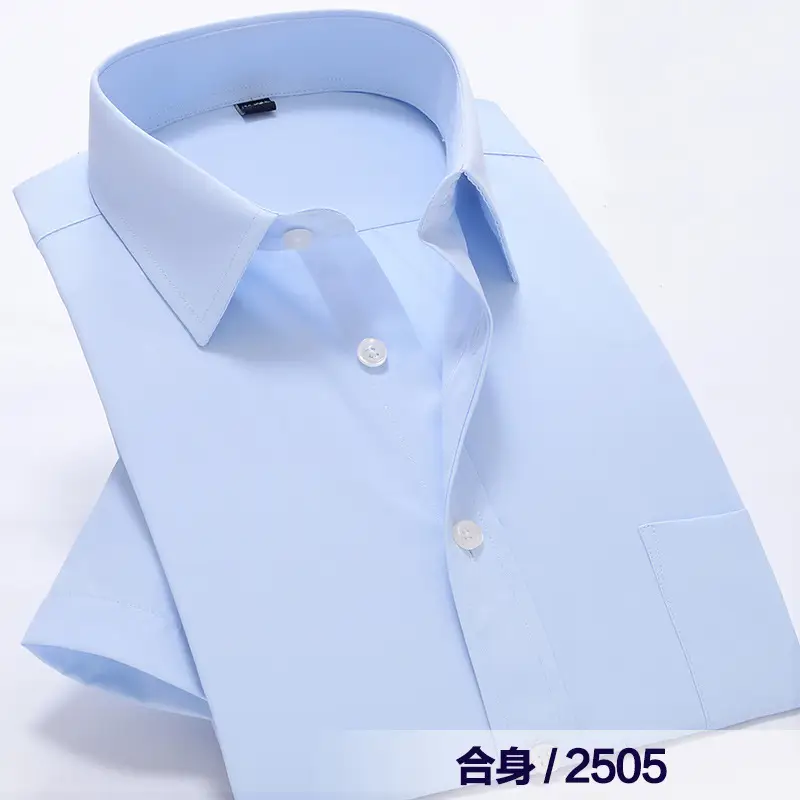 Men's Light Blue Short Sleeve Business Shirt Large - Image 3