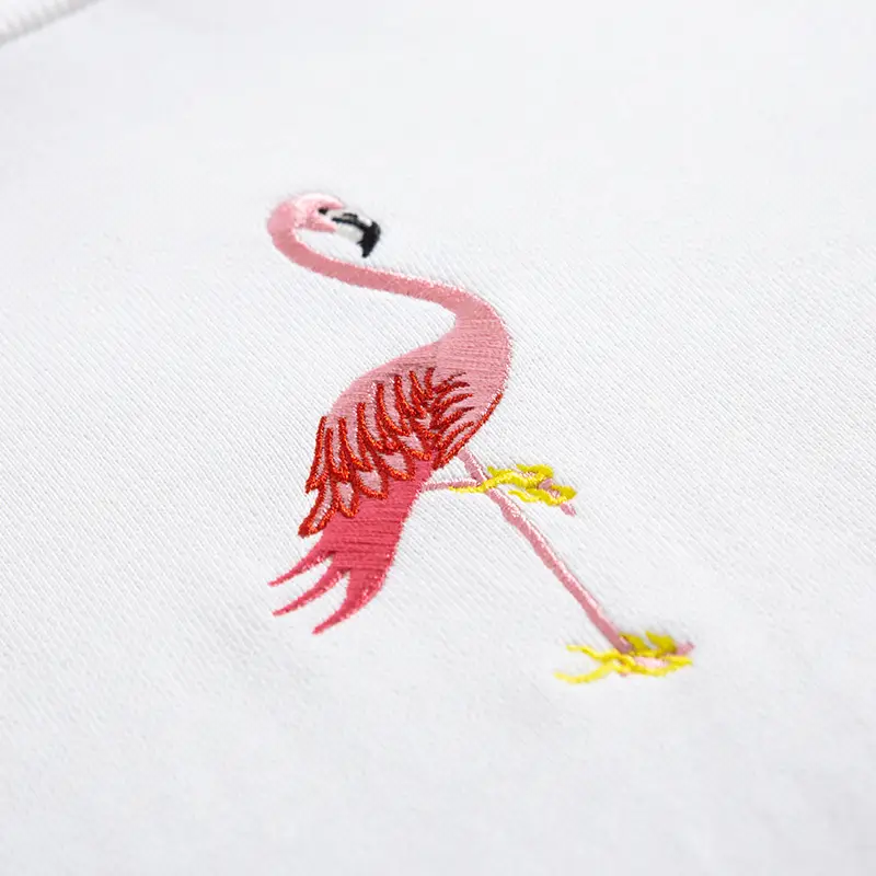 Women's Black Crewneck Sweatshirt with Embroidered Flamingo Design - Image 5
