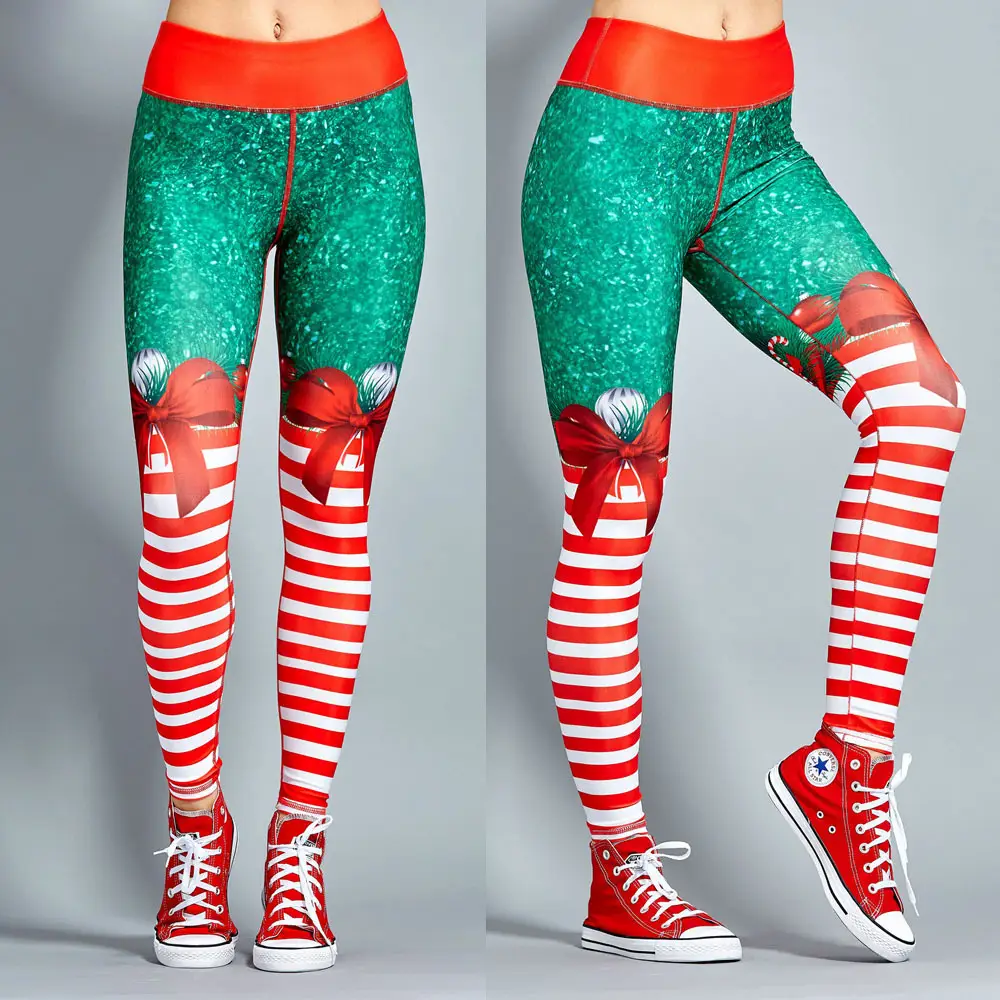 2018 New AliExpress Sexy Christmas Stripe Sports Pants Red Green - Image 11