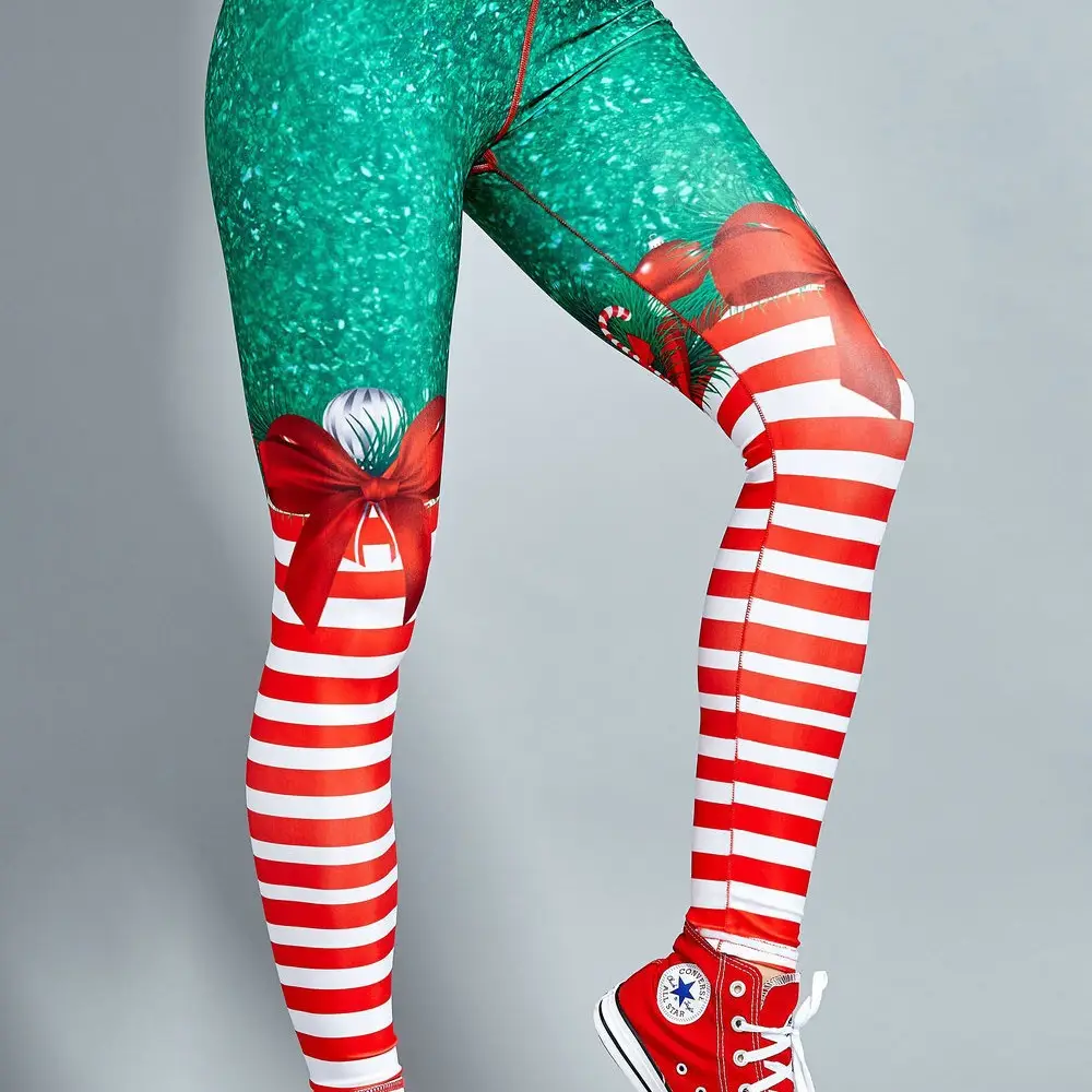 2018 New AliExpress Sexy Christmas Stripe Sports Pants Red Green - Image 12