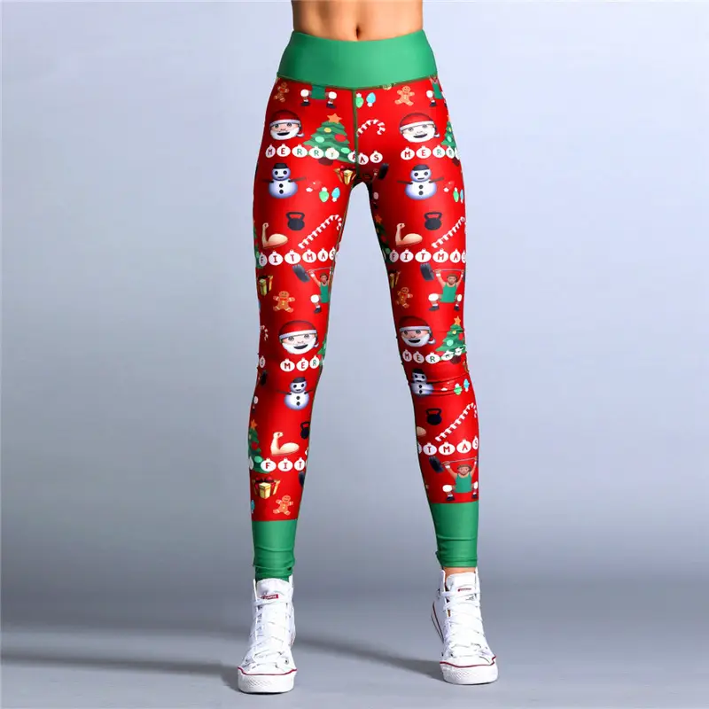 2018 New AliExpress Sexy Christmas Stripe Sports Pants Red Green - Image 2
