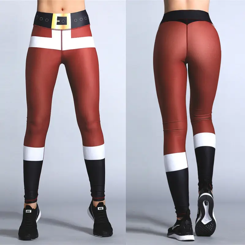 2018 New AliExpress Sexy Christmas Stripe Sports Pants Red Green - Image 3