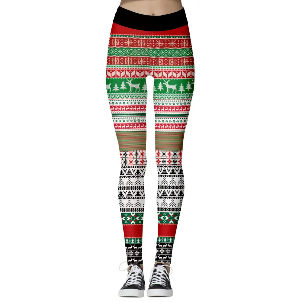 2018 New AliExpress Sexy Christmas Stripe Sports Pants Red Green - Image 8