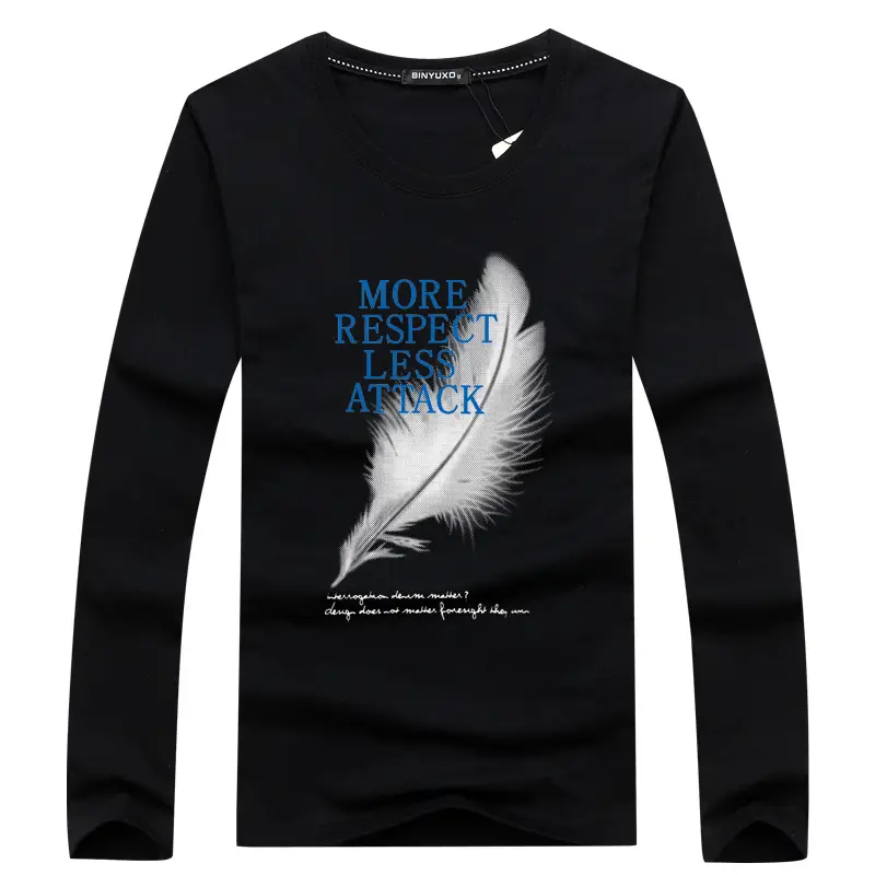 Men Navy Blue Long Sleeve T-Shirt with Wing Print