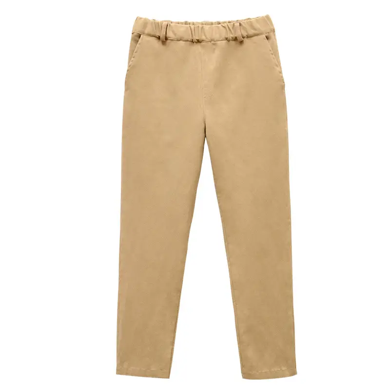 Children's Khaki & Navy School Trousers Stretch Waist Pants