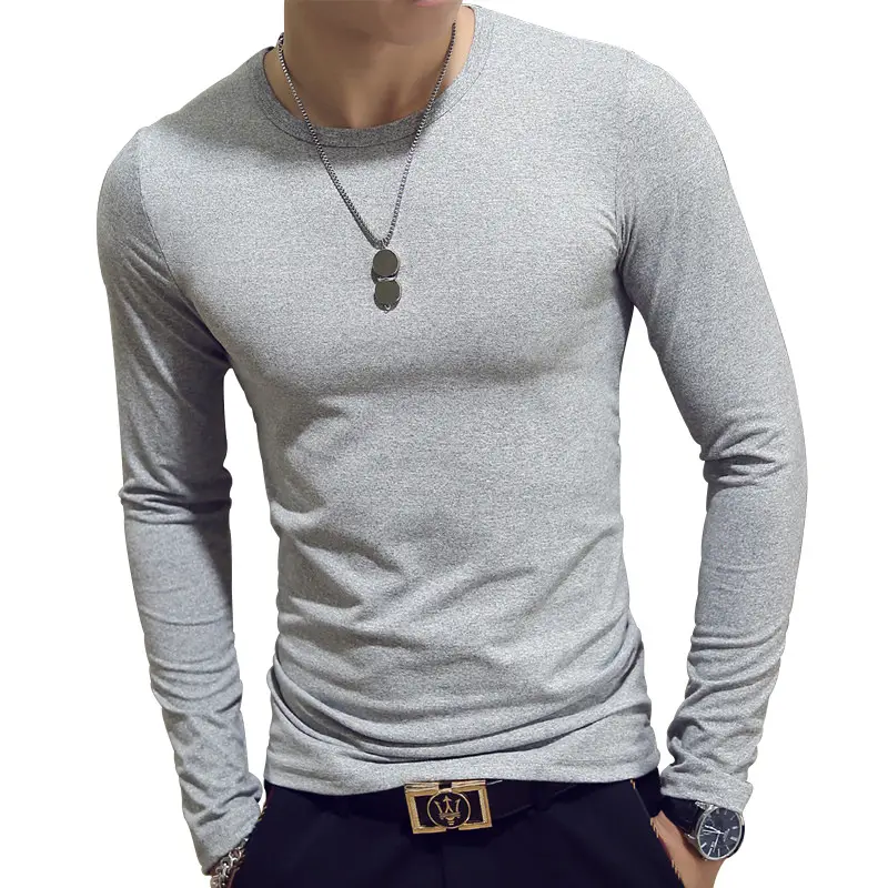 Blue Long Sleeve Slim Fit Men's T-Shirt - Image 10