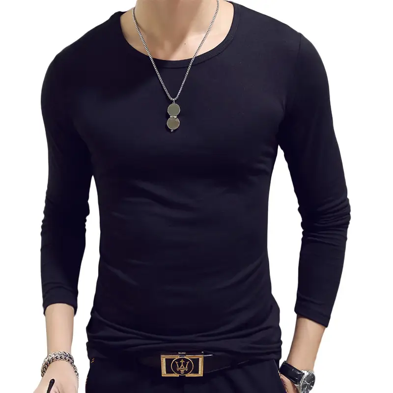 Blue Long Sleeve Slim Fit Men's T-Shirt - Image 9