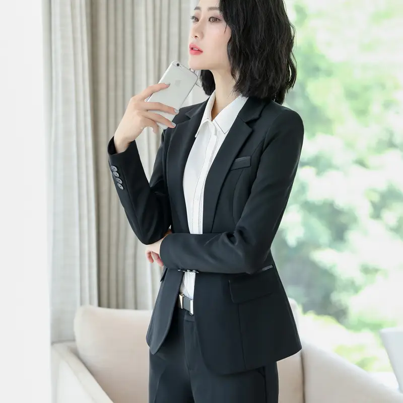Business Suit Jacket for Women Small Gray Interview Wear - Image 2